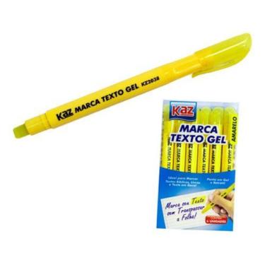 Imagem de Caneta Marca Texto Gel Amarelo Kaz Ideal Biblia Folhas Finas