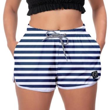 Imagem de Short Feminino Tactel Praia Com Elastico Ajustável e Bolsos Moda Casua