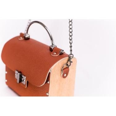 Imagem de Bolsa Bau Lateral de Madeira Moderna e Exclusiva - Santa Clarice, Marr
