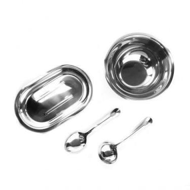 Imagem de Conjunto Inox Tigela Bandeja Concha e Colher - WINCY CASA
