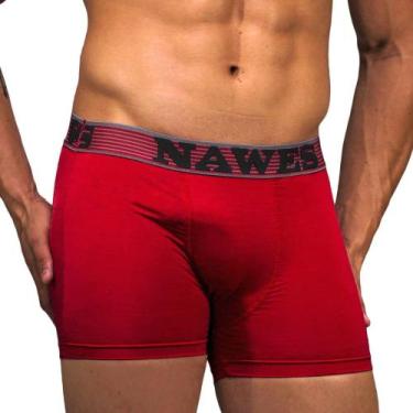 Imagem de Cueca Boxer Masculina Básica Nawes Cotton Penteado Vermelha