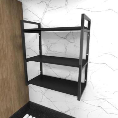 Imagem de Prateleira industrial lavanderia aço cor preto 60x30x68cm CxLxA cor md