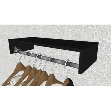 Imagem de kit 3 Cabideiros Prateleira Araras Roupas 63x12x25 Cm  MDF (20) - MOVE