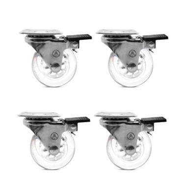 Imagem de Kit 4 Unidades Rodízio Giratório Silicone Gel 50mm Placa 4,2cm Com Fre