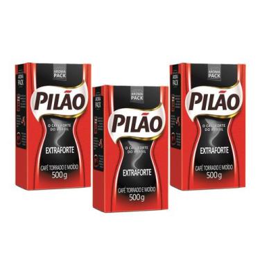 Imagem de Café Pilão Torrado e Moido Extra Forte À Vácuo 500g Kit 3 - JDE