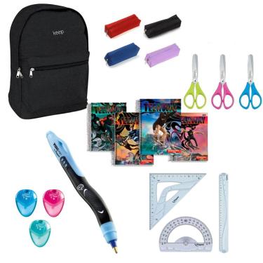 Imagem de Kit Material Escolar Para Canhoto 7 Itens 