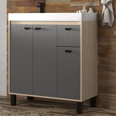 Imagem de Gabinete de Banheiro com Lavatório 80cm Ref 830 Cewal - Carvalho Berli