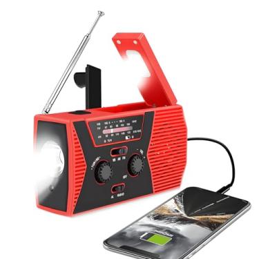 Imagem de Rádio de emergência, lanterna de LED, rádio de manivela, mini rádio meteorológico AM/FM NOAA portátil com lâmpada de leitura, carregador de celular USB e alarme SOS