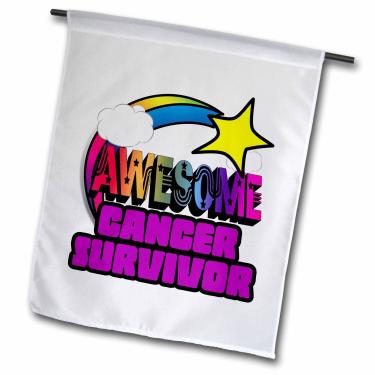 Imagem de 3dRose Incrível sobrevivente de câncer de arco-íris estrela cadente - bandeira de jardim, 30,48 x 45,72 cm