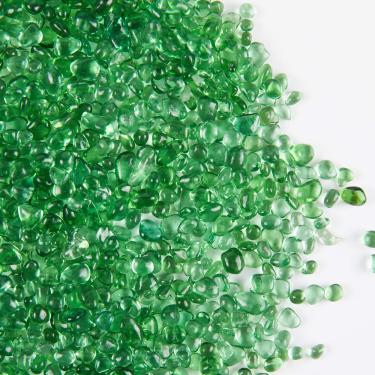 Imagem de TWINKLING Pedras de vidro de fogo redondas de alto brilho, mármore de vidro, pedrinhas de vidro, pedras de vidro para enchimento de vaso de fogo, artesanato, decoração de jardim de aquário, 3 a 6 mm, frasco de 450 g (verde claro)