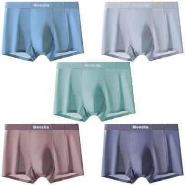 Imagem de WoozKa Brands- Ice Silk Mesh Mens Underwear - Cuecas sem costura para homens - Cuecas boxer respiráveis - Cuecas supermacias que absorvem a umidade - Pacote com 5
