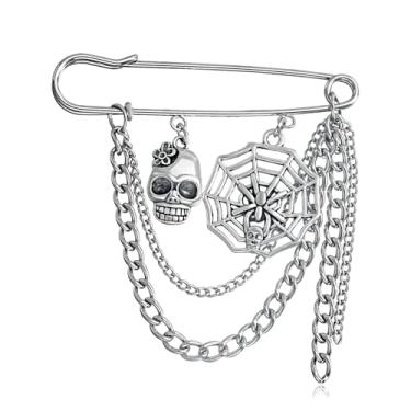 Imagem de Broche de corrente de borla de lua estrela dourada broche de pingente de colar para mulheres homem cristal lua estrela broche de colar pinos de zircônia cúbica suéter clipes de xaile broche de