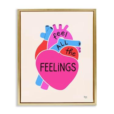 Imagem de Stupell Industries Feel All The Feelings Framed Floater Canvas Wall Art Design por Jessica Beck, moldura flutuante dourada, 43 x 53 cm