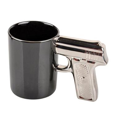 Imagem de HLJgift Canecas de cerâmica para canecas de pistola de cerâmica para um presente incrível preto e prata