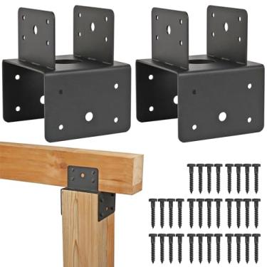 Imagem de Antsky Conector de ancoragem de poste 6x6 (pacote com 2), suporte de amarração de tampas de poste de aço inoxidável para postes de madeira 6x6 e 4x6, conector de ancoragem de viga, suporte d