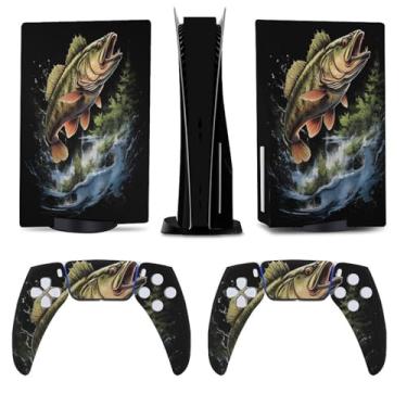 Imagem de Buyidec Bass Fish Fishing Hunting Camping para PS5 Skin Console e Controlador Acessórios Capas Anime Vinil Capa Adesivo Conjunto Completo para Playstation5 Disc Edition