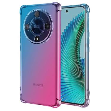Imagem de Vokuha Capa de telefone para Honor X9B, Honor Magic6 Lite ALI-NX1, linda capa protetora traseira de TPU à prova de choque transparente gradiente fino à prova de choque para Honor X9b azul/rosa