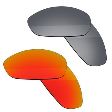 Imagem de Boldbright Lentes de substituição compatíveis com óculos de sol Oakley Juliet - titânio + vermelho espelhado revestido