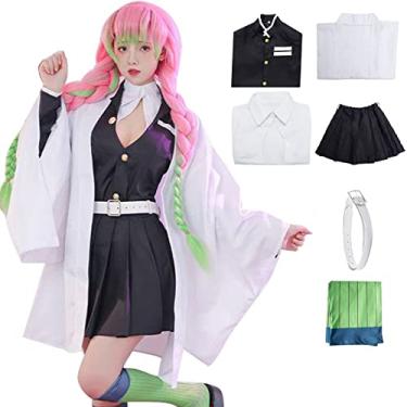 Imagem de Ficlwigkis Nezuko Cosplay Zentisu Tanjiro Cosplay Adulto Crianças, Roupa Mitsuri Shinobu Inosuke Anime Fantasia de Halloween, Mitsuri Kanroji, 2X-Large