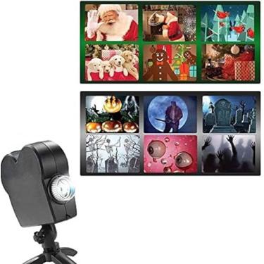 Imagem de Projetor de janela de Natal de Halloween, com tripé, 12 filmes, local de projeção de festival para festa em casa, decoração de festival para casa