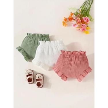 Imagem de Conjunto de 3 Calças de Algodão Respiráveis para Bebê Menina - Verão, 