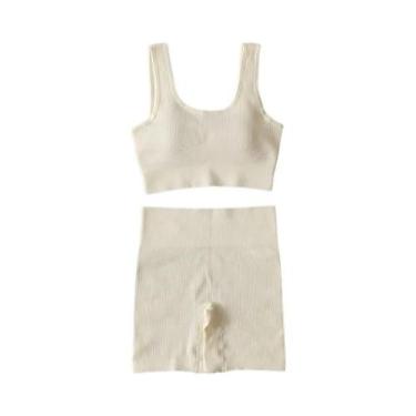 Imagem de Feminino Sexy Sem Costura Conjunto De Yoga Ginásio Wear 2 Pçs Treino C