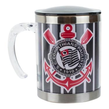 Imagem de Caneca Térmica Com Tampa 450Ml Listrada - Corinthians
