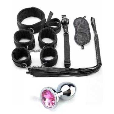 Imagem de Kit Sado Bdsm Bondage Fetiche Dominação Submissão Sado Mordaça Algema Chicote Coleira Produtos Sexshop Erótico