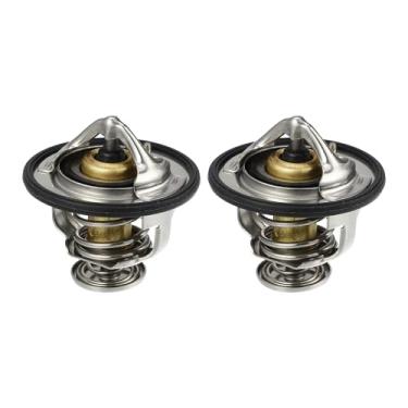 Imagem de uxcell Termostato de saída de água, 2 peças, conjunto de carcaça do termostato do refrigerante do motor para Kia Sedona 02-05 para Kia Sorento 03-06 para Hyundai Sonata 01-06 para Hyundai Tucson 05-09