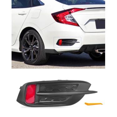 Imagem de JUQAFY Refletor De Para-Choque Traseiro E Tampa De Grade, Lente De Moldura Traseira Adequada Para Honda Civic Lx/Ex/Touring Sedan Apenas 2016 2017 2018 2019 2020 2021, Lado Esquerdo Do Motorista