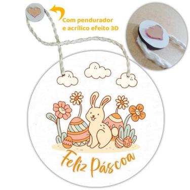 Imagem de Placa Porta com Alça Feliz Páscoa Coelho Coelha Ovo Guirlanda 20cm - F