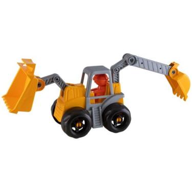 Imagem de Trator Retroescavadeira Open Tracks Roda Livre  - Cardoso Toys, Amarel