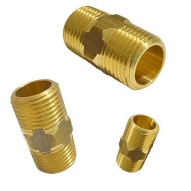 Imagem de Niple duplo 1/2 npt - latão - PW Uzinagem - Forgas