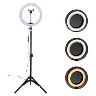 Imagem de Iluminador Ring Light LED 26cm Tripé 210cm Para Fotos e Vídeos - RMele