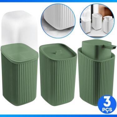 Imagem de Kit Lavabo 3 Pçs Porta Sabonete Escova Algodão Luxo Moderno Banheiro L