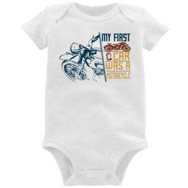 Imagem de Body Bebê My First Car Was A Motorcycle - Foca na Moda, Branco, GG