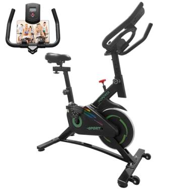 Imagem de Bicicleta Ergométrica Indoor, Ultra Silenciosa, com Resistência Infinita, Assento e Guidão Ajustáveis, Monitor LCD（Verde)
