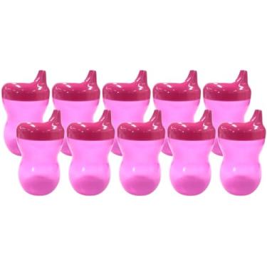 Imagem de Kit 10 Copos Infantil Bebê Com Bico Transição Treinamento Suco Água 350ml (Rosa)