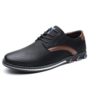Imagem de Sapato social masculino Oxford casual clássico smoking cadarço leve formal mocassim, Preto, 46