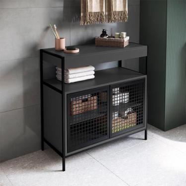 Imagem de Gabinete de Banheiro Industrial Avis 2 PT Preto - Modern