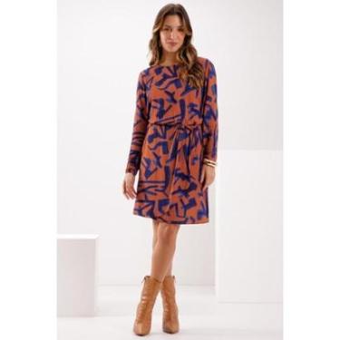 Imagem de Vestido Curto Lunender Manga Longa Azul Tam. G-Feminino