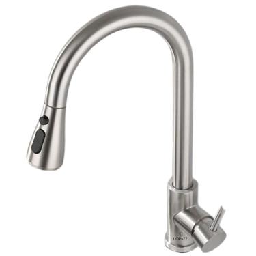 Imagem de Torneira Gourmet Pia Cozinha Aço Escovado Extensor Flexível e Misturador Monocomando Pu...