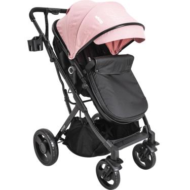 Imagem de Carrinho de Bebe Kiddo Vox ii Melange Rosa Berço Passeio Moises