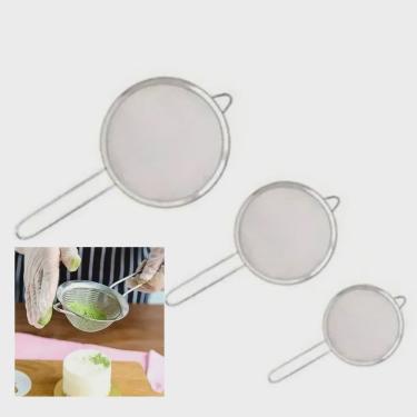 Imagem de Conjunto Peneiras Coador Suco Fruta Kit 3 Peças Utensilio Cozinha Bar Casa Lanchonete Restaurante