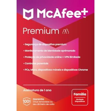 Imagem de McAfee+ Premium Plano Família | Dispositivos ilimitados | Software de segurança que inclui Antivírus, VPN, monitoramento de identidade, gerenciador de senhas e Controles Parentais | Cartão-chave