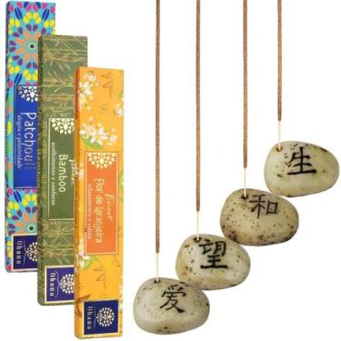 Imagem de Queimador Incensario Porta Incenso Pedra Japonesa Amor Esperança Paz V