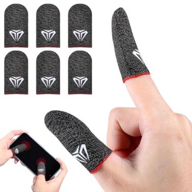Imagem de Ptwola 6 peças de mangas de dedo para jogos antisuor para jogos manga polegar fibra prata fina protetor de dedo móvel toque suave luvas acessórios para a maioria dos dispositivos com tela sensível ao