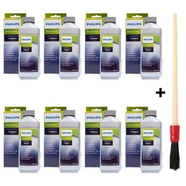 Imagem de Kit 8 Descalcificante 250ml + Pincel Limpeza Máquinas Saeco - Philips