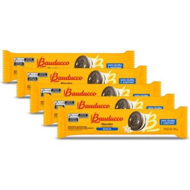 Imagem de Biscoito Recheadinho Bauducco Baunilha Kit 5 Pacotes de 108g