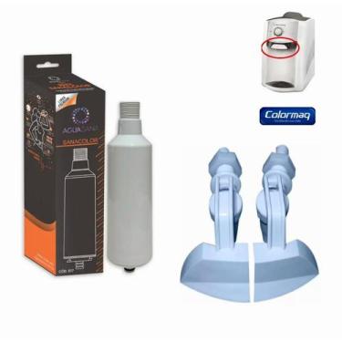 Imagem de Kit 02 Torneiras Purificador Colormaq Curvada + Filtro Refil Compatíve